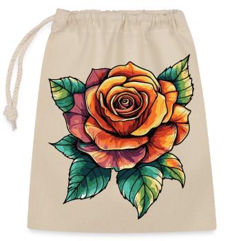 Rose Blüte - Verschließbarer Geschenkbeutel aus Baumwolle (25x30cm) - Natur - Vorne
