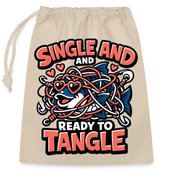 Single and Ready to Tangle - Closable cotton gift bag (25x30cm) - nature - Front