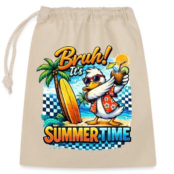 Scald! It's Summer Time – Beach & Tropics Summer - Closable cotton gift bag (25x30cm) - nature - Front