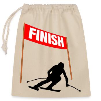Ski Finish speed - Closable cotton gift bag (25x30cm) - nature - Front