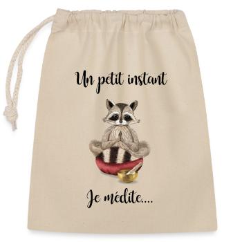 ohm raton laveur yogini passionné yoga coussin zen - Sac cadeau en coton avec cordon (25 x 30 cm) - nature - Devant