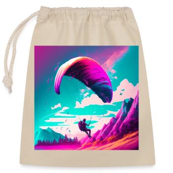 Parapentes dans le style rétrowave - Sac cadeau en coton avec cordon (25 x 30 cm) - nature - Devant