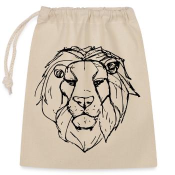 Esquisse Tête de Lion Cadeau - Sac cadeau en coton avec cordon (25 x 30 cm) - nature - Devant
