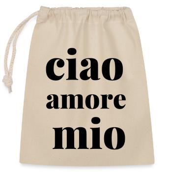 Ciao Amore Mio – Sweet Italian Love Phrase Design - Closable cotton gift bag (25x30cm) - nature - Front