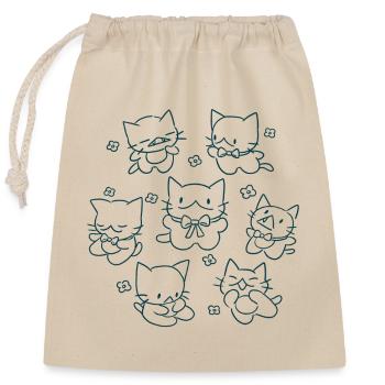 Une bande de chats - Sac cadeau en coton avec cordon (25 x 30 cm) - nature - Devant