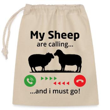 my sheep are calling and i must go - Closable cotton gift bag (25x30cm) - nature - Front