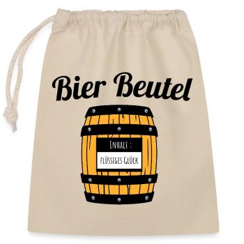 Bier Beutel lustiger Turnbeutel Geschenkbeutel SW - Verschließbarer Geschenkbeutel aus Baumwolle (25x30cm) - Natur - Vorne