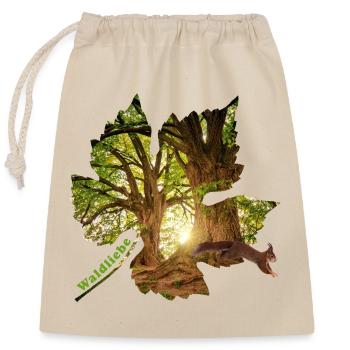 wald 25 im blatt mit eichhörnchen - Verschließbarer Geschenkbeutel aus Baumwolle (25x30cm) - Natur - Vorne