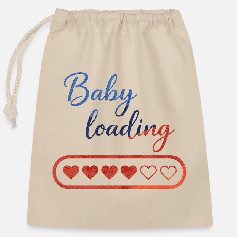 Baby Loading: Heart Countdown - Closable cotton gift bag (25x30cm) - nature