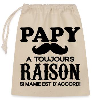 Papy Cadeau Humour Papou Humour - Sac cadeau en coton avec cordon (25 x 30 cm) - nature - Devant