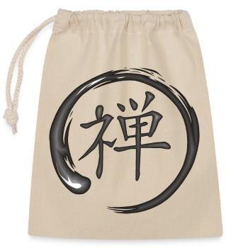 Kanjii japanese symbol for Zen - Closable cotton gift bag (25x30cm) - nature - Front