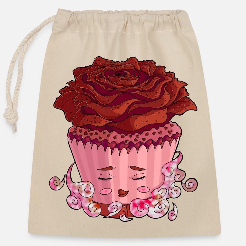 Valeria Cupcake - Verschließbarer Geschenkbeutel aus Baumwolle (25x30cm) - Natur