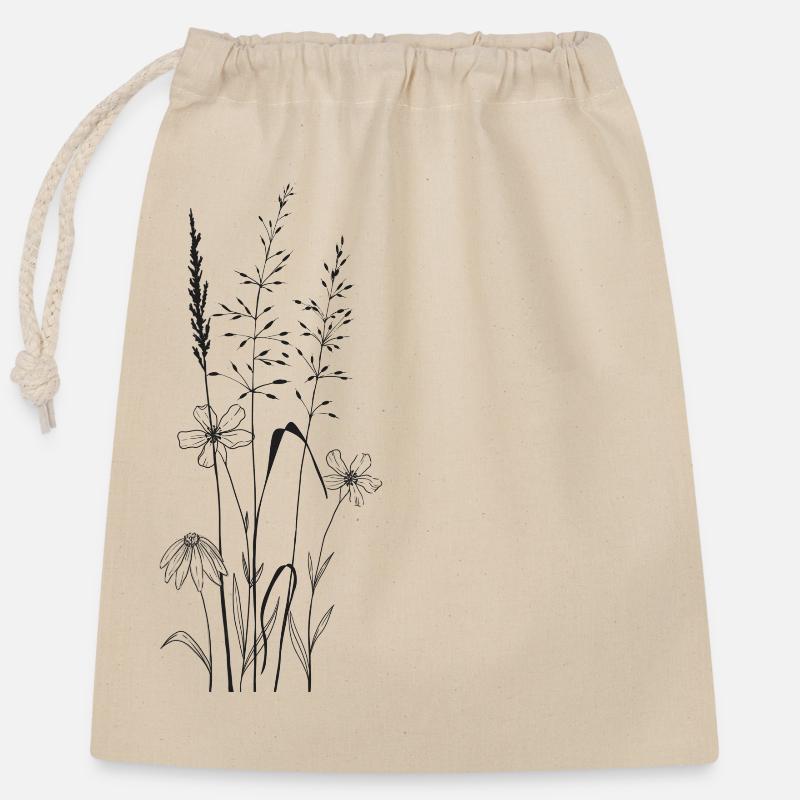 Wildblumen-Print - Verschließbarer Geschenkbeutel aus Baumwolle (25x30cm) - Natur