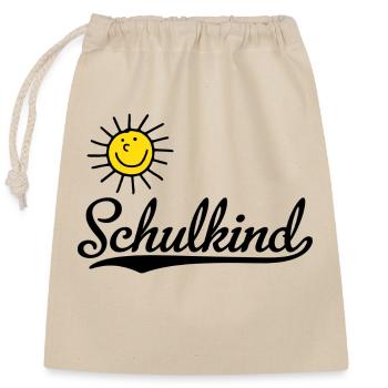 Schulkind - Verschließbarer Geschenkbeutel aus Baumwolle (25x30cm) - Natur - Vorne