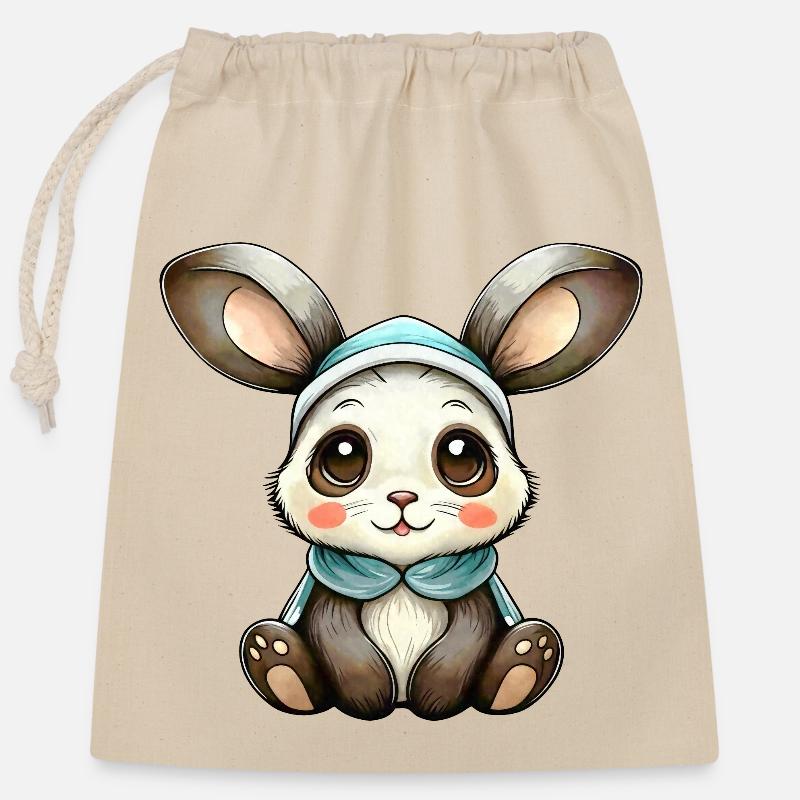 Little Rabbit - Closable cotton gift bag (25x30cm) - nature