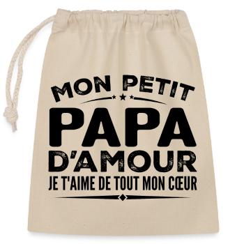 Gift Dad of love I love you with all my heart - Closable cotton gift bag (25x30cm) - nature - Front