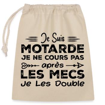 Je Suis Motarde - Humour Cadeau Motarde - Sac cadeau en coton avec cordon (25 x 30 cm) - nature - Devant