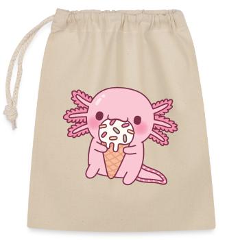 Cute Axolotl Eating Icecream With Sprinkles - Closable cotton gift bag (25x30cm) - nature - Front