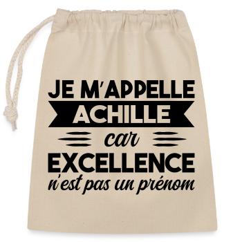 Je M'appelle Excellence Achille - Sac cadeau en coton avec cordon (25 x 30 cm) - nature - Devant