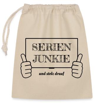 Accro de la série et fier de l’être - Sac cadeau en coton avec cordon (25 x 30 cm) - nature - Devant