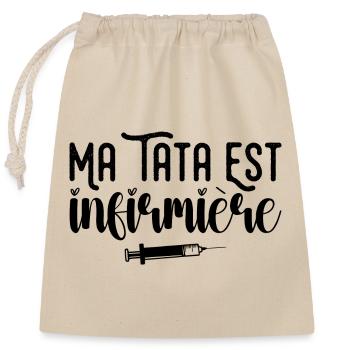 Ma Tata Est Infirmière - Sac cadeau en coton avec cordon (25 x 30 cm) - nature - Devant