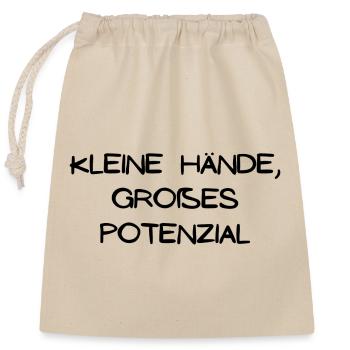 Kleine Hände große Potenzial - Verschließbarer Geschenkbeutel aus Baumwolle (25x30cm) - Natur - Vorne