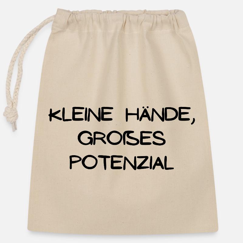 Kleine Hände große Potenzial - Verschließbarer Geschenkbeutel aus Baumwolle (25x30cm) - Natur
