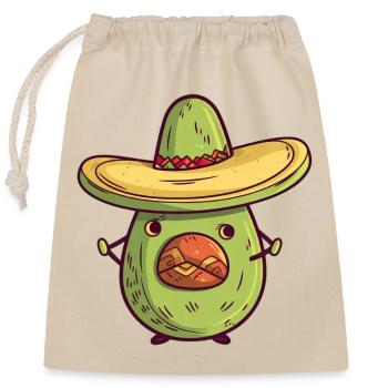 Mexikanische Avocado mit Sombrero – Kulturelles De - Verschließbarer Geschenkbeutel aus Baumwolle (25x30cm) - Natur - Vorne