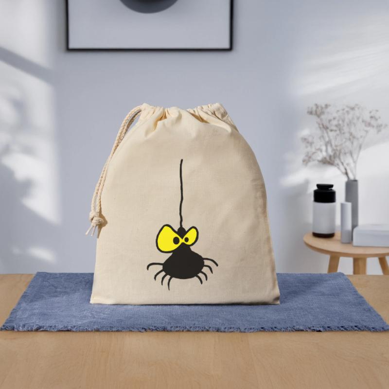 Araignée Grumpy Design Bicolore Sac cadeau en coton avec cordon (25 x 30 cm)