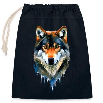Der Wolf - Verschließbarer Geschenkbeutel aus Baumwolle (25x30cm) - Navy - Vorne