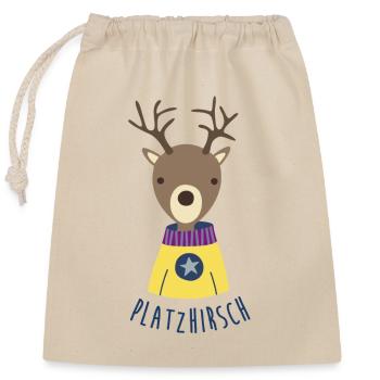 Deer Antlers Quote Kids Woodland Wild Hunting Xmas Fan - Closable cotton gift bag (25x30cm) - nature - Front