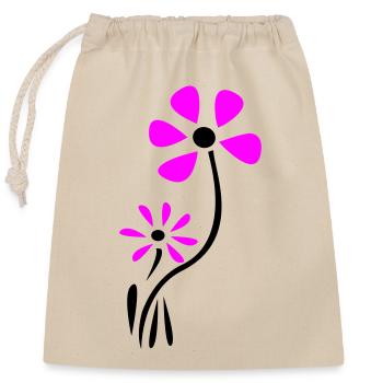 Blüten Fantasie - Verschließbarer Geschenkbeutel aus Baumwolle (25x30cm) - Natur - Vorne