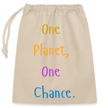 one_planet_one_chance - Verschließbarer Geschenkbeutel aus Baumwolle (25x30cm) - Natur - Vorne