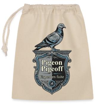Pigeon Pigeoff Expert en Fuite - Verschließbarer Geschenkbeutel aus Baumwolle (25x30cm) - Natur - Vorne