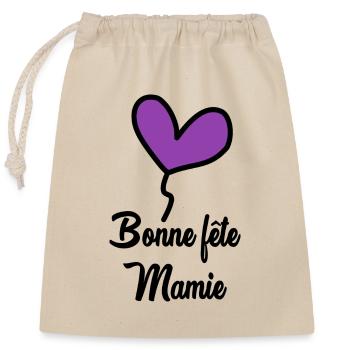 BONNE FÊTE MAMIE - Sac cadeau en coton avec cordon (25 x 30 cm) - nature - Devant