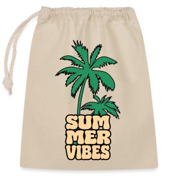 Summer Vibes Palme - Verschließbarer Geschenkbeutel aus Baumwolle (25x30cm) - Natur - Vorne