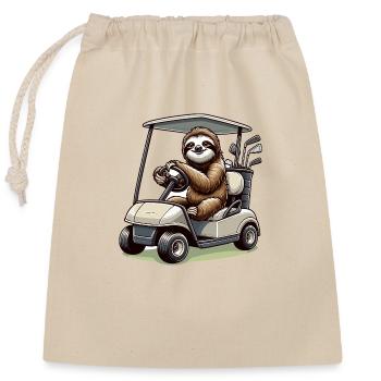 Lustiges Faultier beim Golfen - Verschließbarer Geschenkbeutel aus Baumwolle (25x30cm) - Natur - Vorne