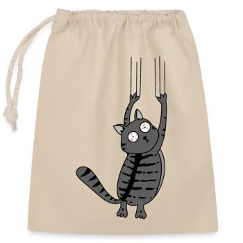 Panic Cat Striped Version - Verschließbarer Geschenkbeutel aus Baumwolle (25x30cm) - Natur - Vorne