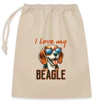 J’adore mon Beagle - Sac cadeau en coton avec cordon (25 x 30 cm) - nature - Devant