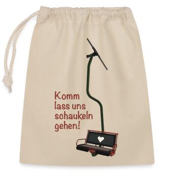 Télésiège double « Allez, on va se balancer ! » - Sac cadeau en coton avec cordon (25 x 30 cm) - nature - Devant
