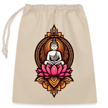 Bouddha assis - Sac cadeau en coton avec cordon (25 x 30 cm) - nature - Devant