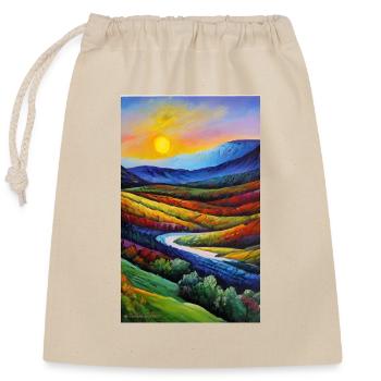 Colorful impressionism watercolor sunset - Closable cotton gift bag (25x30cm) - nature - Front