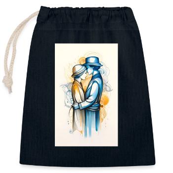 Lebhaftes goldenes und blaues Paar - Verschließbarer Geschenkbeutel aus Baumwolle (25x30cm) - Navy - Vorne