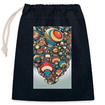 Dessin animé abstrait des sphères technologiques - Sac cadeau en coton avec cordon (25 x 30 cm) - bleu marine - Devant