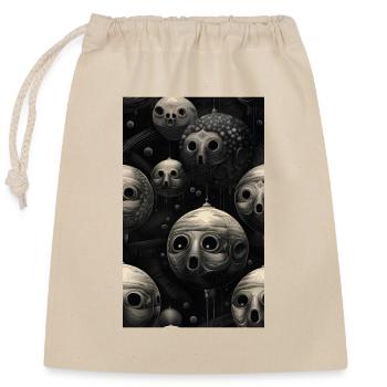 Visages sphériques gris - Sac cadeau en coton avec cordon (25 x 30 cm) - nature - Devant