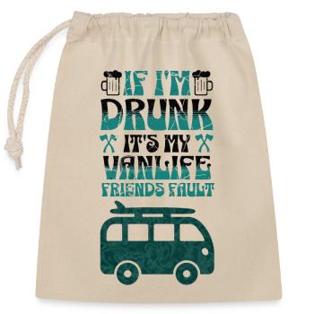 Vanlife ivre, humour/blague design - Sac cadeau en coton avec cordon (25 x 30 cm) - nature - Devant