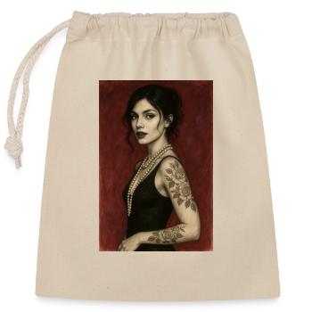 Frau Elegante burgunderfarbene Perlenkette Omikly Art - Verschließbarer Geschenkbeutel aus Baumwolle (25x30cm) - Natur - Vorne
