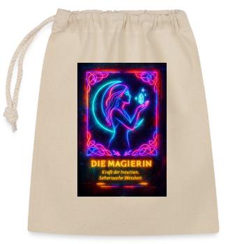 Mystic Cyberpunk Magierin Neon Sci-Fi Streetwear - Verschließbarer Geschenkbeutel aus Baumwolle (25x30cm) - Natur - Vorne