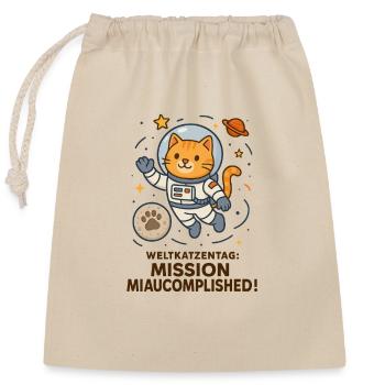 Cat World Cat Day Cat Astronaut Espace - Sac cadeau en coton avec cordon (25 x 30 cm) - nature - Devant