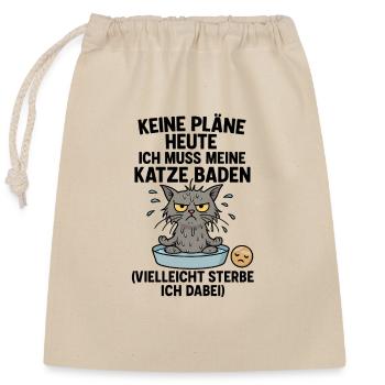 Chat Bain Laver Chat - Sac cadeau en coton avec cordon (25 x 30 cm) - nature - Devant